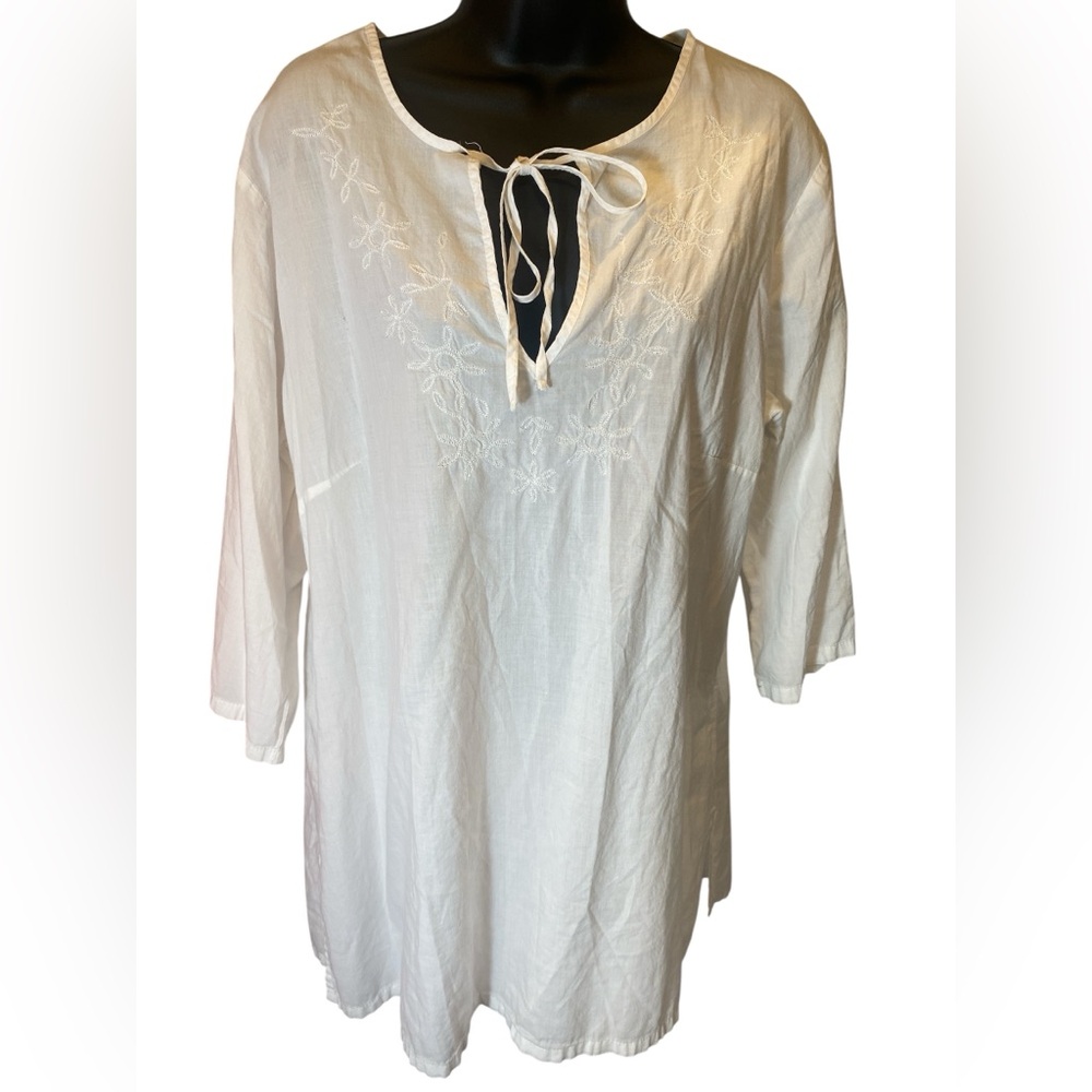 Ativa Swim Women's Size Large Cotton Swim Cover with embroidery and boho style